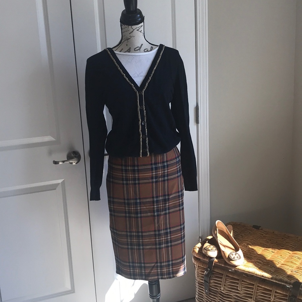Burberry Like Plaid Stretchy Print Skirt
